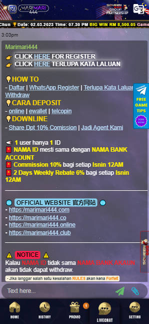 Mamak24 - MariMari444 Casino Review - Live Chat - Mamak247