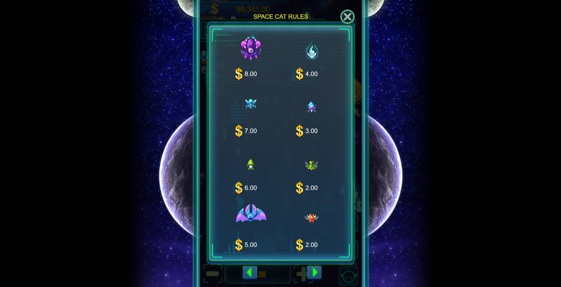 Space Cat Fishing - Paytable 3 - Mamak247